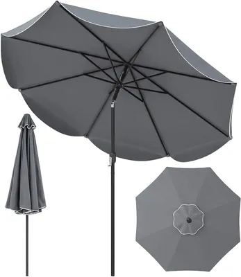 Produktbild von KOMFOTTEU Sonnenschirm 270 cm, Gartenschirm mit Kurbel & Neigefunktion, Balkonschirm mit 8 Metallrippen & doppellagiges Schirmdach, sonnenschutz, Marktschirm für Garten, Terrasse & Balkon