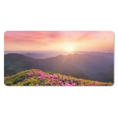 Produktbild von MuchoWow® Mauspad Mousepad Blumen - Berg - Sonnenuntergang - Landschaft 60x30 cm - Mousepads - Maus Mat - Pad - Mausunterlage - Nachhaltig