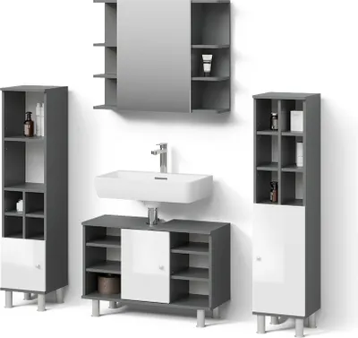 Produktbild von Badmöbel-Set Livinity Fucino Anthrazit 4 Teile, mit Midischränke, Model 52606