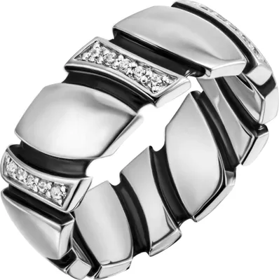 Produktbild von Ring Damenring 6,8mm 30 Zirkonia 925 Silber rhodiniert schwarze Lackauflagen Innenumfang 52mm  Ø16.6mm