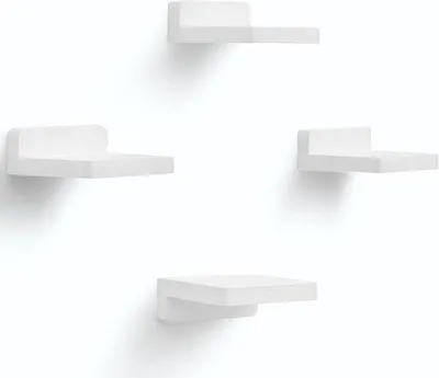 Zdjęcie produktu dla Zestaw rustykalnych paneli ściennych – 4 sztuki – białe – drewno – 10,2 x 10,2 x 4 cm