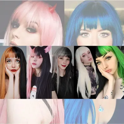 Image de Perruque de cosplay longue et droite avec frange