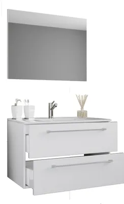 Immagine prodotto di 3 pz. lavabo lavabo | gabinetto lavabo larghezza 80 cm | set mobili bagno appeso con cassetto Specchio | Badinos