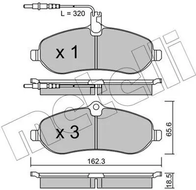 Produktbild von METELLI Bremsbeläge Satz Vorne Bremsklötze für CITROËN JUMPY Kasten 22-0707-0