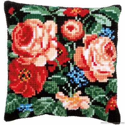 Produktbild von Vervaco Kreuzstichkissen "Rosen", Bild vorgezeichnet