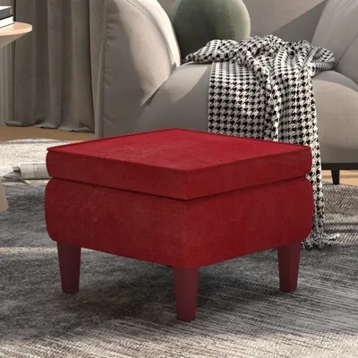 Produktbild von vidaXL Hocker mit Holzbeinen Weinrot Samt