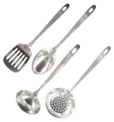 4-teiliges Edelstahl-Kochgeschirr-Set, Küchenlöffel, Schaumlöffel