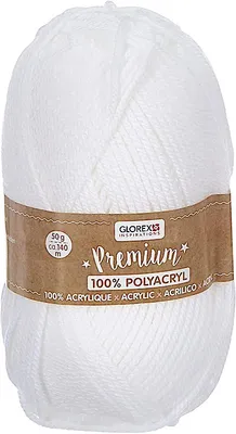 Obrázok produktu pre Prémiová pletacia priadza 50g biela, 100%.Polyakrylová vlna, cca 140 m,