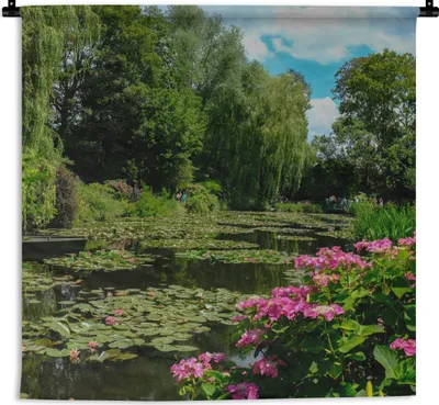 Produktbild von MuchoWow® Wandteppich Wandbehang Sommertag mit Seerosen im Garten von Monet in Frankreich 150x150 cm Tapisserie Dekoration Wandtuch - Wohnaccessoires - Modernes