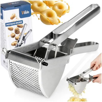Produktbild von Vilde | Kartoffelpresse Edelstahl - Spätzlepresse und Saftpresse Manuell - Obst- und Gemüsepresse - Spülmaschinenfest