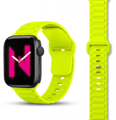 Obrázek produktu pro Náramek Pulse s 3D texturou pro Apple Watch Ultra/SE/10/9/8/7/6/5/4/3/2/1, silikonový sportovní náramek, 42/44/45/46/49 mm - neonově žlutý
