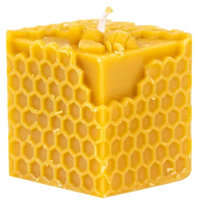 Produktbild von Handgefertigte Kerze – mit BaumwollDocht – 100% Bienenwachs – dekorativ und langlebig – verschiedene Formen erhältlich (Bienenwabenform)