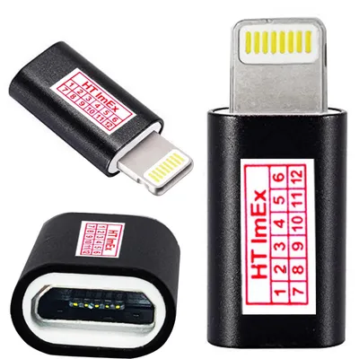 Produktbild von 8 Pin Male auf Micro USB Female Adapter Schwarz Ladegerät Konverter