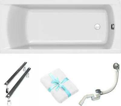 Produktbild von Cersanit | Badewanne - Wanne Rechteckig Korat - 170x75 Cm - Mit Syphon Und Füßen - Acrylwanne - Einbauwanne
