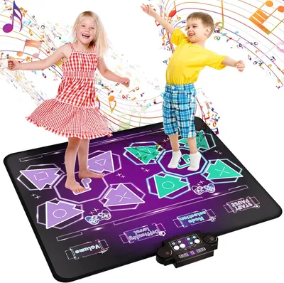 Produktbild von Tanzmatte, Musikmatte, Doppelt Tanzteppich, 8-Tasten-Rhythmus-Step-Spielmatte, 3 Geschwindigkeiten, 8 Spielmodi, elektronisches Tanzpad mit LED