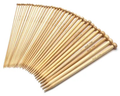 Zdjęcie produktu dla Zestaw igieł do szydełkowania z bambusa, 25 cm, 18 par, rozmiary od 2,0 do 10,0 mm, pojedyncze igły, idealne dla początkujących i profesjonalistów