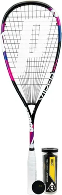 Produktbild von Prince Viper 900 O3 Squashschläger, inkl. Cover, 3 Pro Bälle, ideal für ambitionierte Spieler, hervorragende Kontrolle.