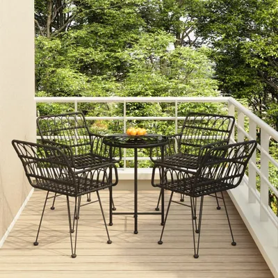 Produktbild von "2024"cloris 5-tlg. Garten-Essgruppe Schwarz Poly Rattan - Gartenmöbelgarnituren CHY93421649