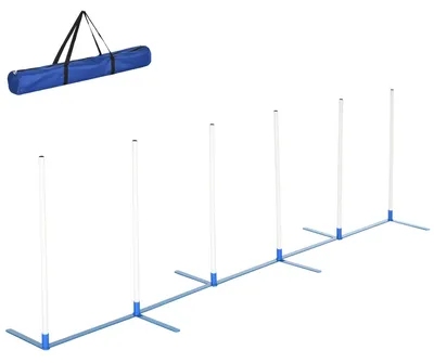Obrázek produktu pro Sada pro agility pro psy – tréninkové vybavení pro psy – 6dílná sada překážkové dráhy – 6 slalomových tyčí – skládací tyče – plast