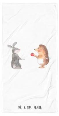 Produktbild von Mr. & Mrs. Panda Reisehandtuch Hase Igel - Weiß - Geschenk, Frotteehandtuch, Herzschmerz, Badehandtuch, Lustige Sprüche, Handtuch, Duschtuch, und, Trösten, Strandtuch