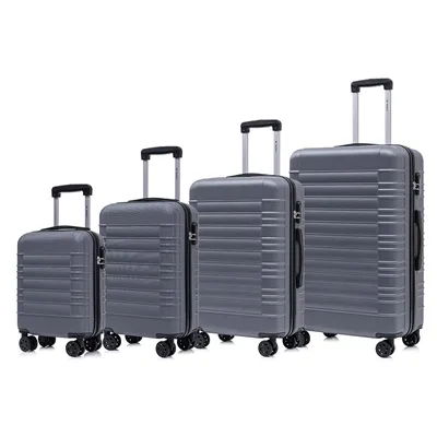 Produktbild von Suitcase Set, Rollkoffer Handgepäck, Kofferset, mit 4 Rollen 360°, Hartschalenreise Zahlenschloss, Weicher Gummigriff (4er Set, S,M,L&XL, Grau)