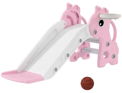 Produktbild von Kinder Rutsche 3-in-1 mit Basketballkorb für 1-3 Jahre Kinder Rosa