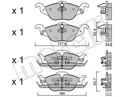 Obrázek produktu pro 4 Sada brzdových destiček, kotoučová brzda METELLI 22-0257-0 pro OPEL VAUXHALL