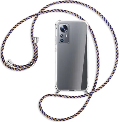 Produktbild von Handykette Backcover-Schutzhülle mit Band (Metall silberfarben) für Xiaomi 12 - blau+beige