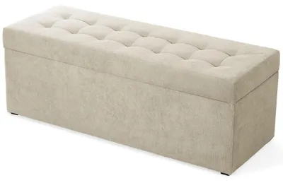 Produktbild von MG Design Polsterhocker Beige 45x120 cm - Stauraum 140L, bis 300 kg, stabil & pflegeleicht, für Wohnzimmer, Schlafzimmer & Flur