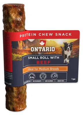Image de Pochoutka Ontario Protein, bâtonnets à mâcher pour chiens, saveur boeuf, petite taille, rouleau de 12,7 cm