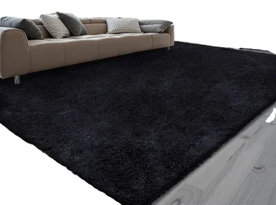 Image de VEVOR Tapis à poils longs 3048x2438 mm, tapis moelleux avec matériau à trois couches, hauteur de poil 35 mm, pour salon, chambre à coucher, espace lounge, non pelucheux et doux, facile d'entretien, noir