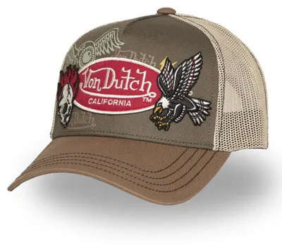 Produktbild von Von Dutch Originals Trucker Cap - PATCHES SKULL EAGLE olive/brown