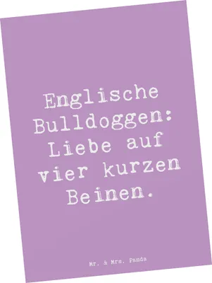 Produktbild von Mr. & Mrs. Panda Postkarte Spruch Englische Bulldogge Liebe - Lavendeltraum - Geschenk, Ansichtskarte, treue Hunde, Hunderasse, Grußkarte, Fotokarte, Postkarten, zur