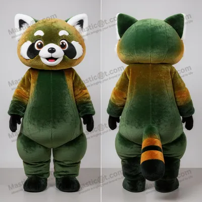 Produktbild von Roter MASTICOT Panda Cartoon-Maskottchen in Waldgrün