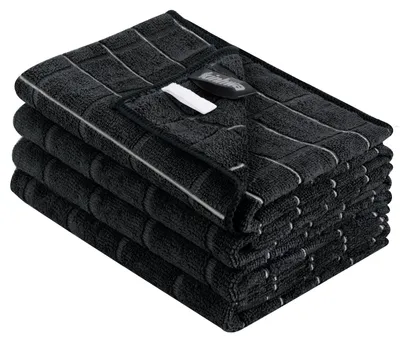 Mikrofasertücher 4er-Set, 45x65 cm, schwarz, saugfähig, fusselfrei