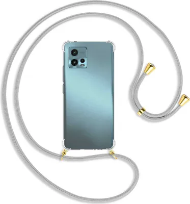 Produktbild von Handykette Backcover-Schutzhülle mit Band (Metall goldfarben) für Motorola Moto G72 (6.55'') - silbergrau