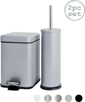 Produktbild von Harbor Haushalt Badezimmer Treteimer & Toilettenbürste Set - 3L Platz Bin - Mattgrau