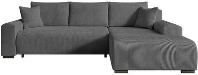 Produktbild von STOREZ24 L-Form Ecksofa NELLY inklusive Schlaffunktion, Ecke mit Bettkasten, Farbe: Dunkelgrau, Seite: rechts