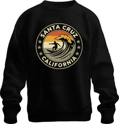 Obrázek produktu pro Santa Cruz California Surfer Wave Retro Beach Coast Vintage Uni mikina, černá, M