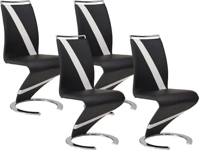 Produktbild von 4er Set TWIZY Stühle - Lederähnliches Material schwarz + weiß