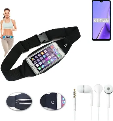 Produktbild von K-S-Trade Bauchtasche Gürteltasche kompatibel mit Cubot Note 7 schwarz + Kopfhörer. Sport Running Jogging Fitness Laufen Umhängetasche Exercise