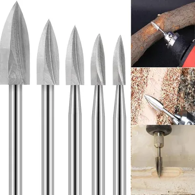 Produktbild von Holzschnitzwerkzeug, HSS Gravierwerkzeug, Holz Fräser Set für Dremel Rotationswerkzeuge Zubehör für Schneidschleifer, Metallschnitzen, Polieren, Gravieren, Bohren 5 Stück