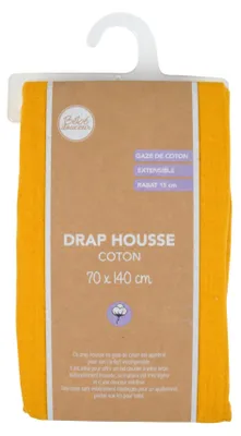 Image de Drap housse - Douceur d'Intérieur - Gaze de coton - 140x70cm - jaune