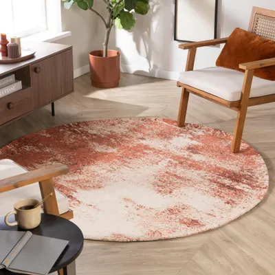 Produktbild von Volero - Teppich Abstrakt Rund - Candice Terracotta - Ø 120cm - Wohnzimmer, Schlafzimmer, Büro - Modern