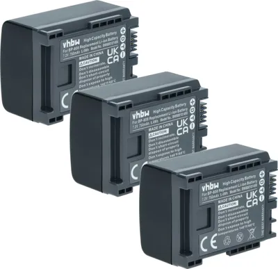Produktbild von vhbw 3x Akku kompatibel mit Canon Legria HF M40, HF M32, HF M400, HF M36 HD, HF M36, HF M406 Videokamera Camcorder (750 mAh, 7,2 V, Li-Ion) + Infochip
