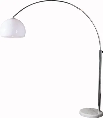 Produktbild von cagü: Design Bogenlampe LUXX Weiß mit Marmorfuß Weiß 175-205cm Höhe verstellbar Designklassiker