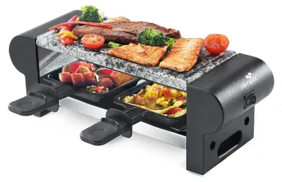 Raclette-Gerät für 2 Personen, 350 W, abnehmbarer Stein, schwarz