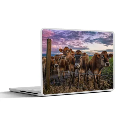 Produktbild von MuchoWow® Laptop Aufkleber Sticker Cover Kuh - Zaun - Himmel 32.5x23.5 cm - Sticker für Laptop - Selbstklebend
