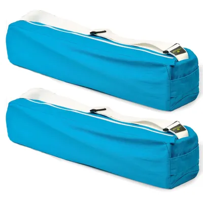 Produktbild von 2x Baumwolle Tragetasche für Yogamatte Blau mit Tragegurt Tasche für Yogazubehör Yoga Aufbewahrungstasche