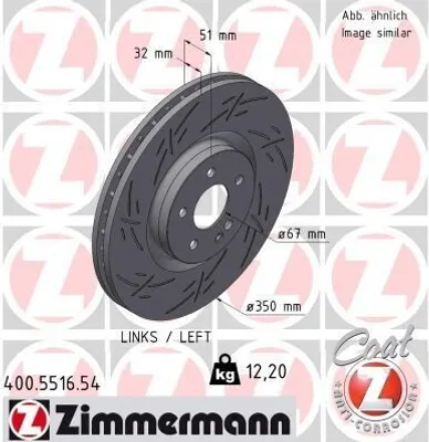 Produktbild von ZIMMERMANN Bremsscheibe Vorne Links passend für MERCEDES-BENZ A-Klasse (W176) 350mm 400.5516.54
